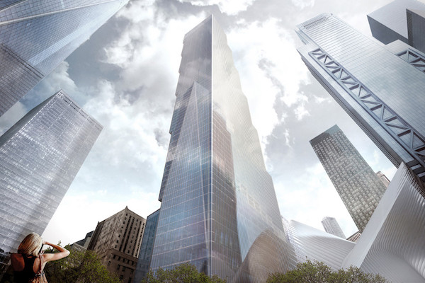 At 1,340 feet, Two World Trade Center will appear almost as tall as its neighbor, One World Trade, minus its spire. Looking up from the memorial plaza, the building will appear “very straightlaced,” Ingels says. “Still, as an echo of the diversity of the north and east facades, the stepping in and out actually creates the illusion of a tower that leans in toward One World Trade.”